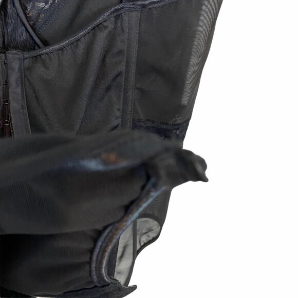 Coquette Diva Bustier Corset Look Black Sexy Vibe Stretch SZ 3X to 4X Sheer Mesh - Picture 9 of 16